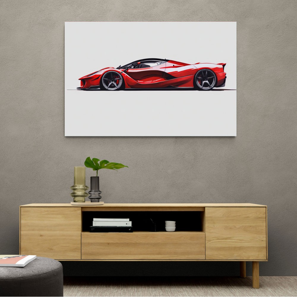 La Ferrari Red Sketch Wall Art