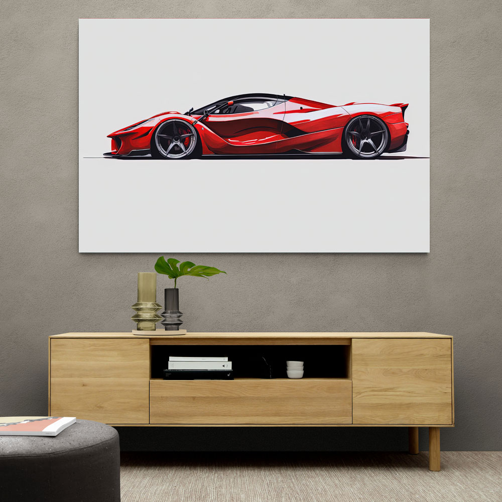 La Ferrari Red Sketch Wall Art