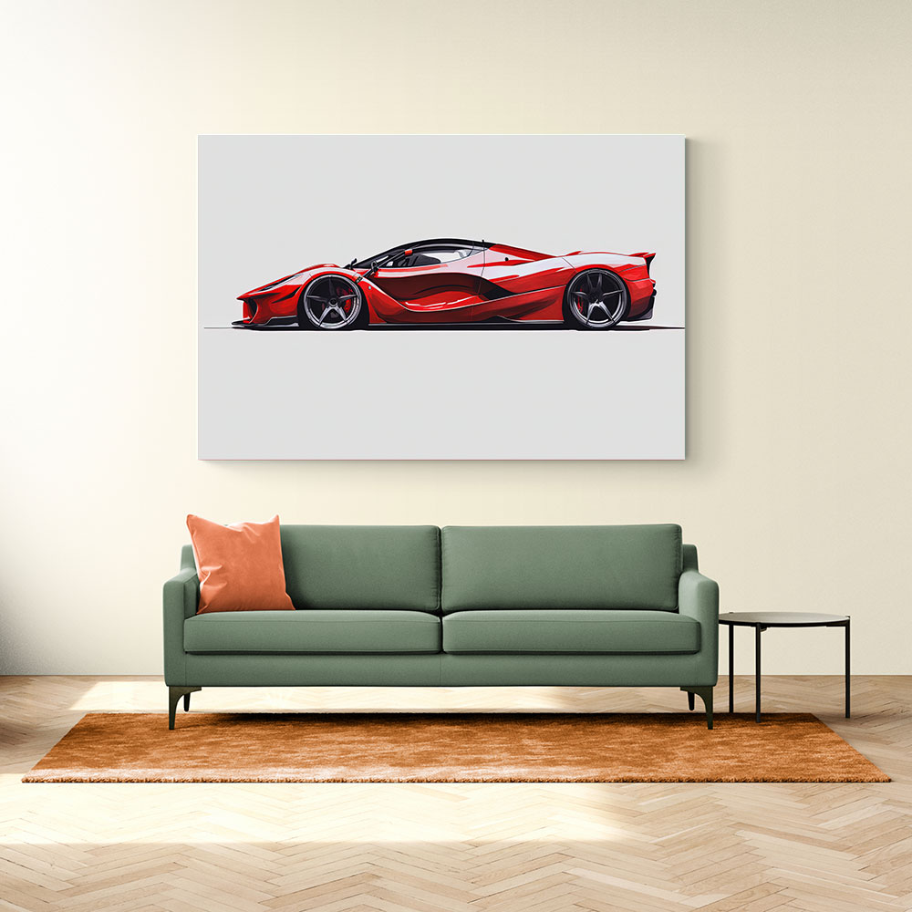 La Ferrari Red Sketch Wall Art