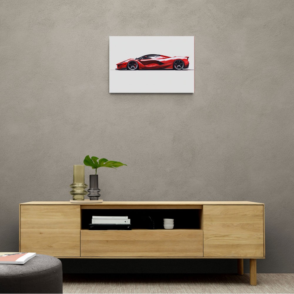 La Ferrari Red Sketch Wall Art