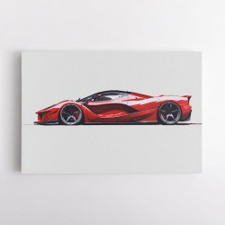 La Ferrari Red Sketch Wall Art