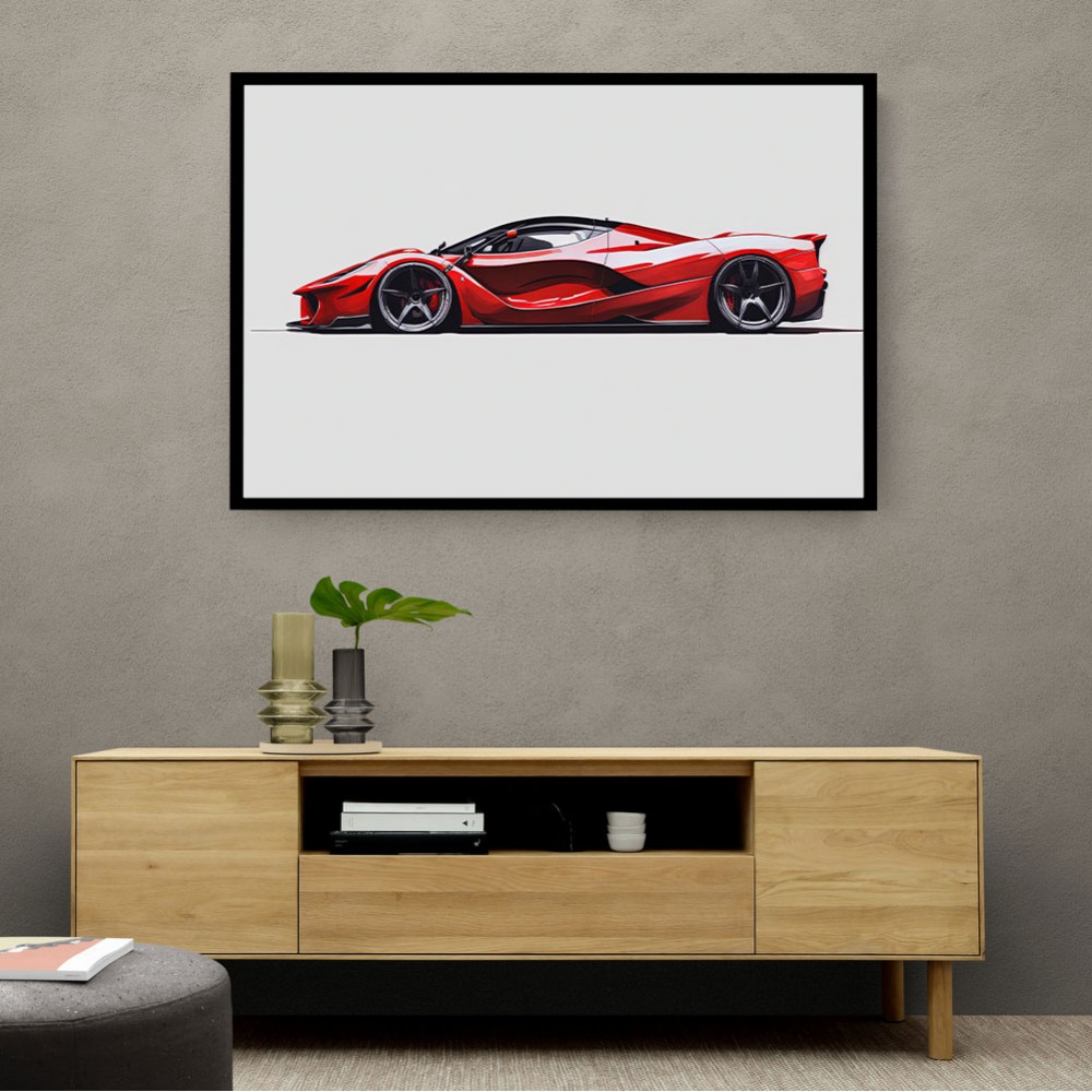 La Ferrari Red Sketch Wall Art