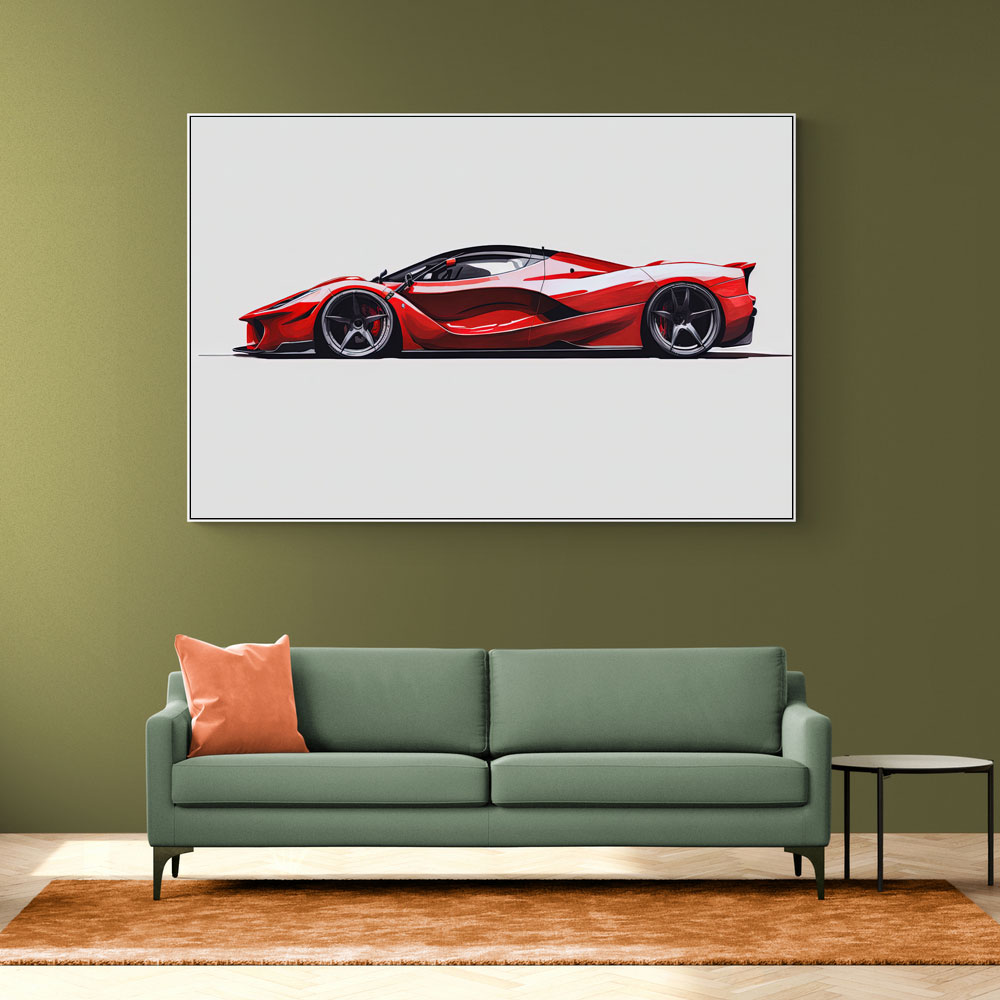 La Ferrari Red Sketch Wall Art