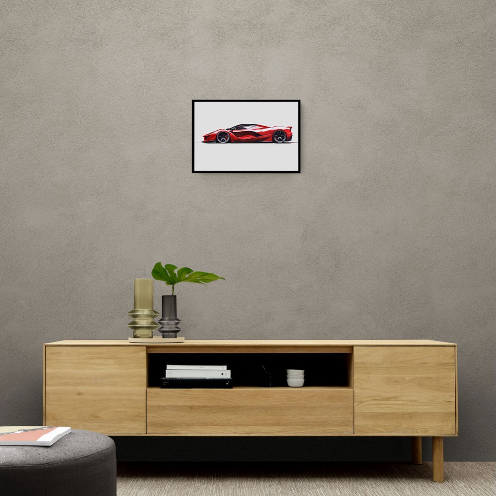 La Ferrari Red Sketch Wall Art