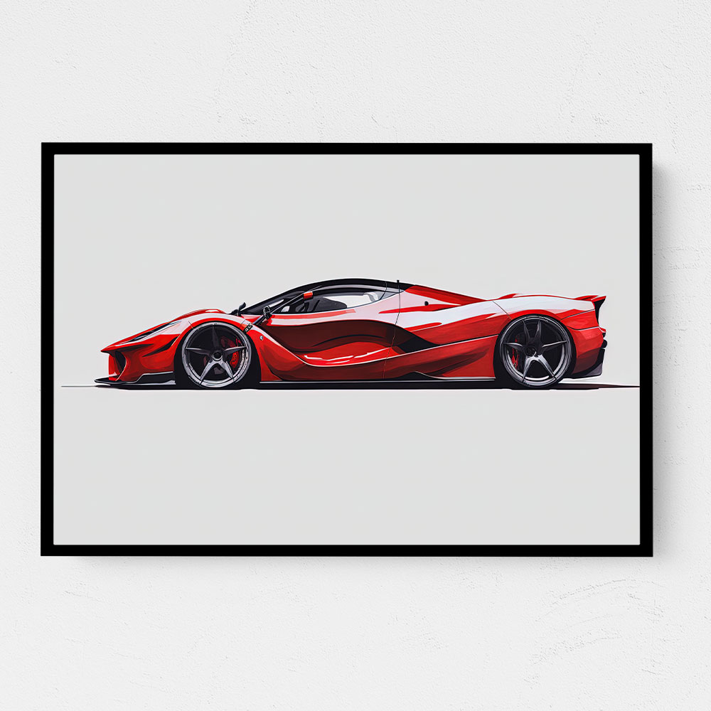 La Ferrari Red Sketch Wall Art