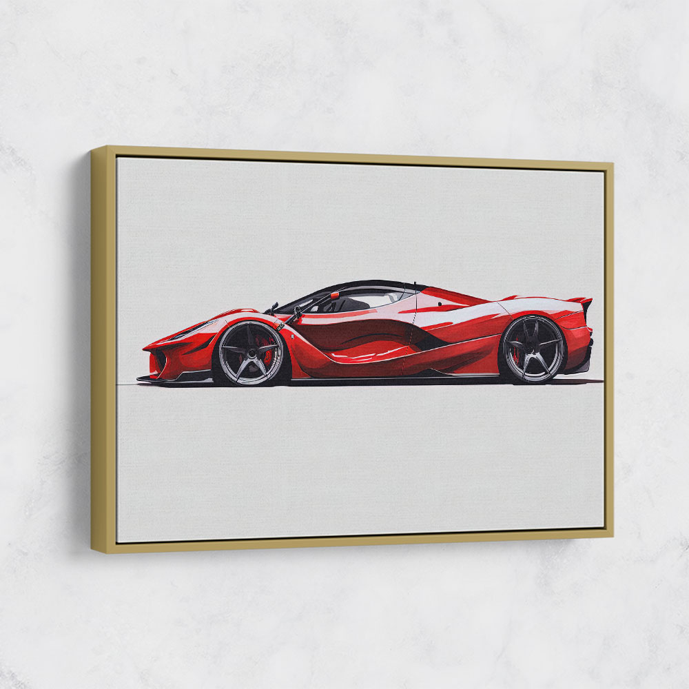 La Ferrari Red Sketch Wall Art