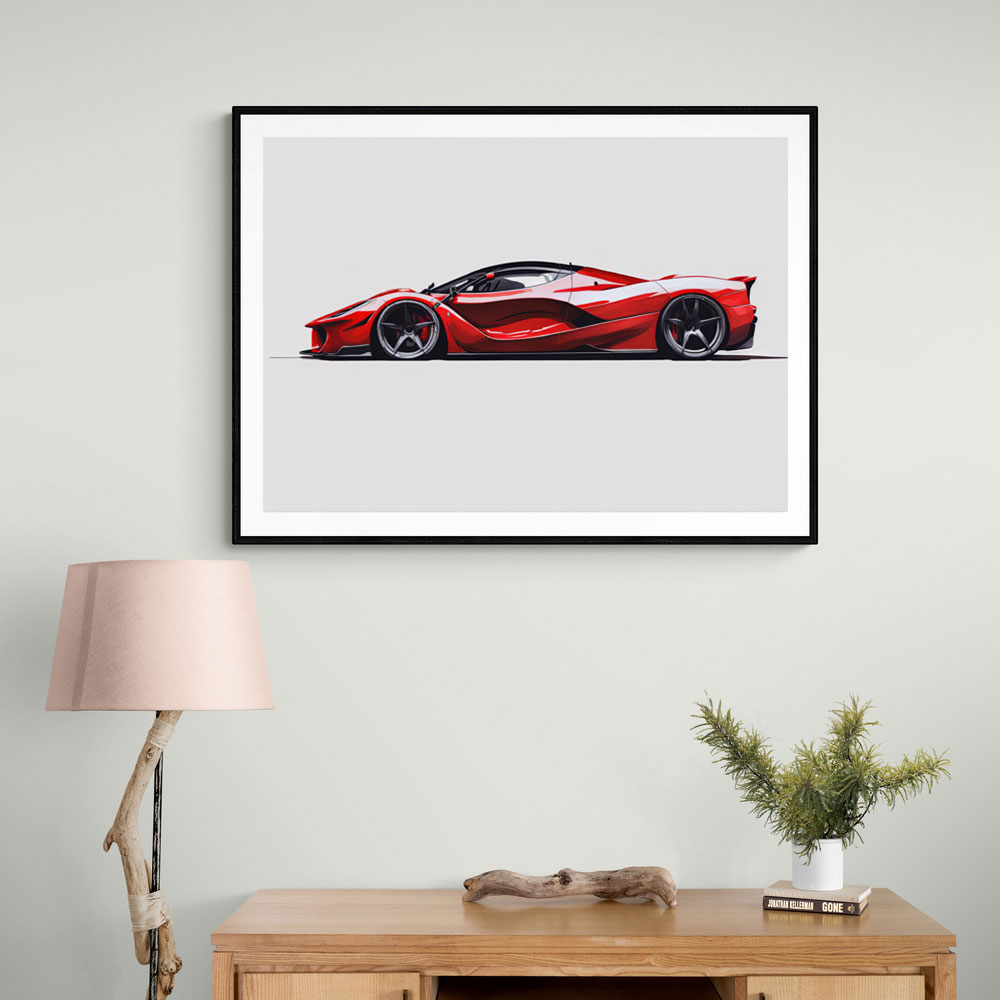 La Ferrari Red Sketch Wall Art