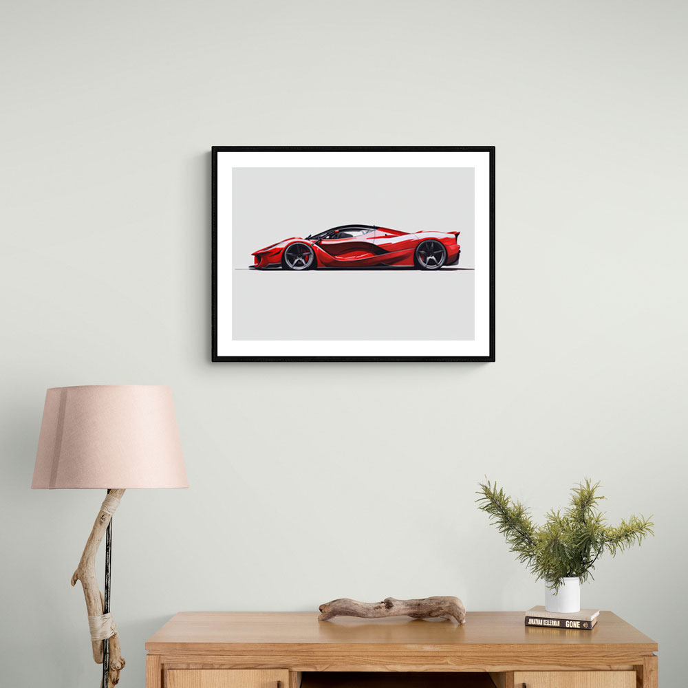 La Ferrari Red Sketch Wall Art