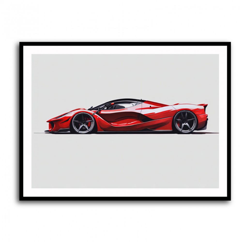 La Ferrari Red Sketch Wall Art