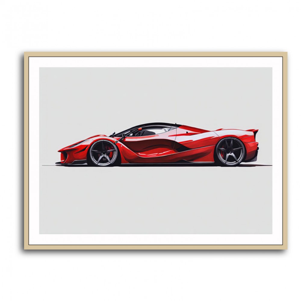 La Ferrari Red Sketch Wall Art