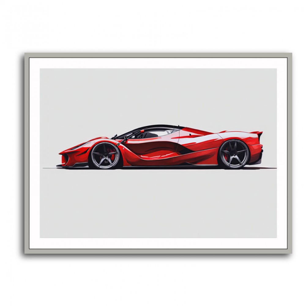 La Ferrari Red Sketch Wall Art