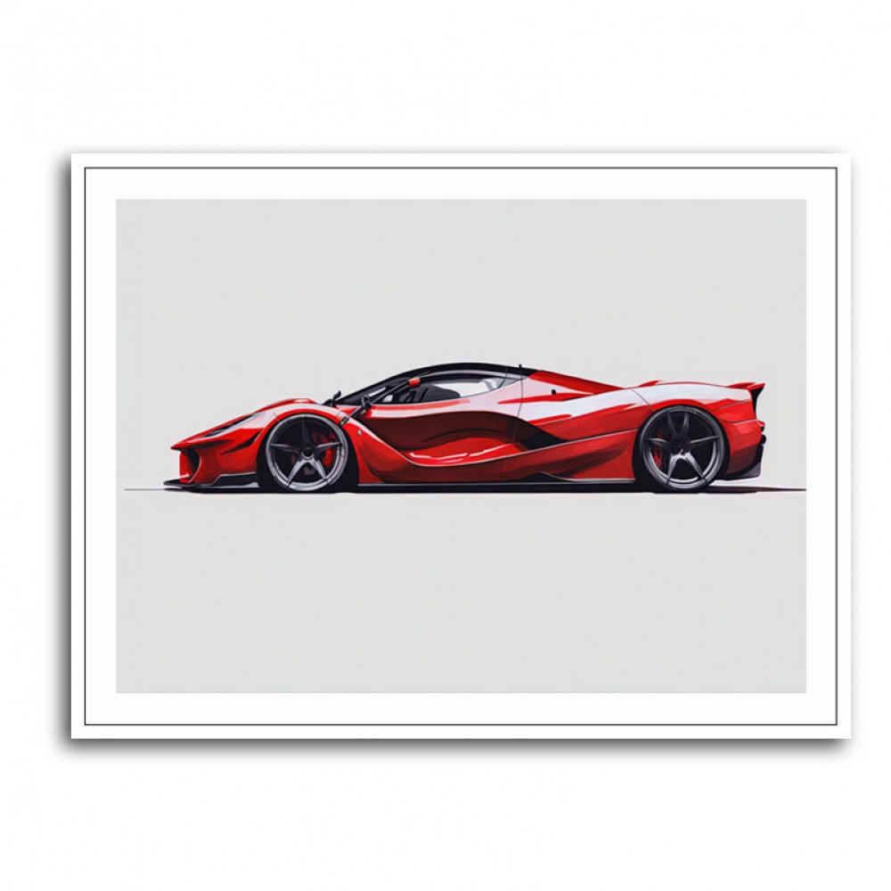 La Ferrari Red Sketch Wall Art