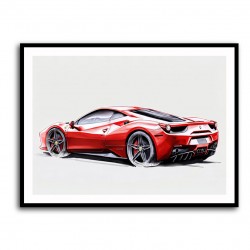 Ferrari 458 Sketch Wall Art