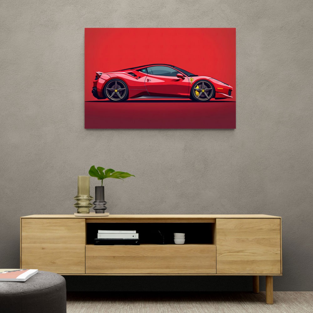 Ferrari 458 Sketch Red Wall Art