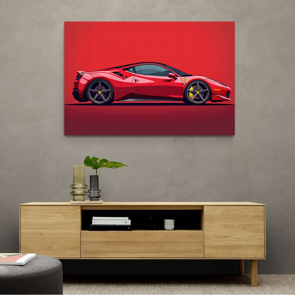 Ferrari 458 Sketch Red Wall Art
