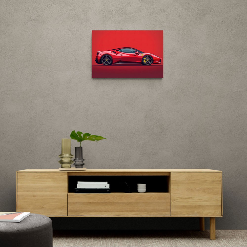 Ferrari 458 Sketch Red Wall Art