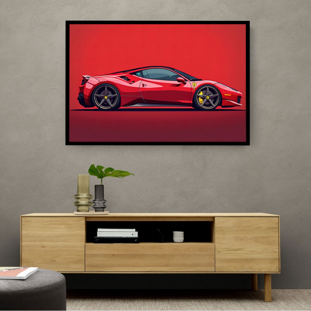 Ferrari 458 Sketch Red Wall Art