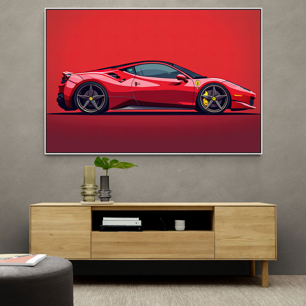 Ferrari 458 Sketch Red Wall Art