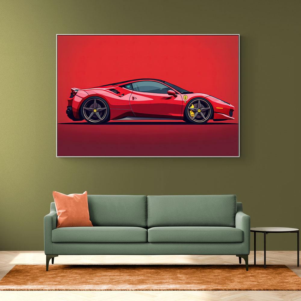 Ferrari 458 Sketch Red Wall Art