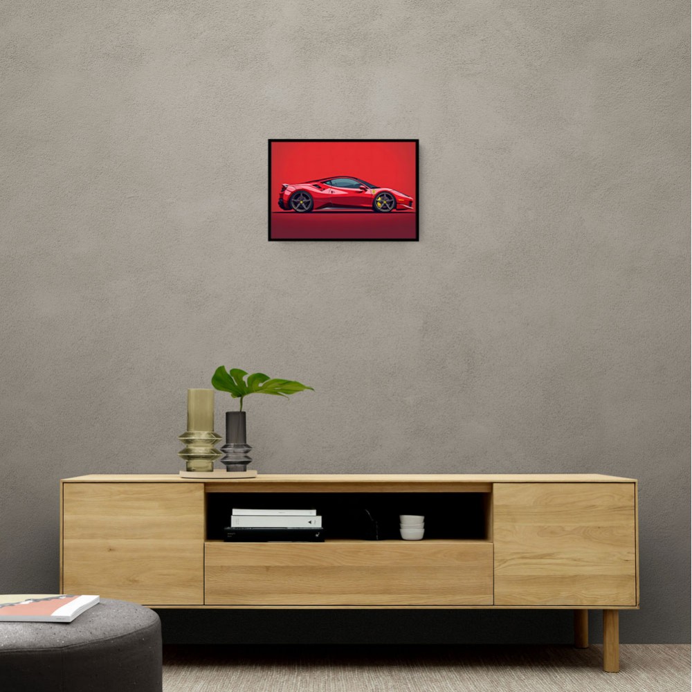 Ferrari 458 Sketch Red Wall Art