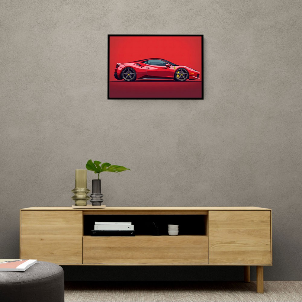 Ferrari 458 Sketch Red Wall Art