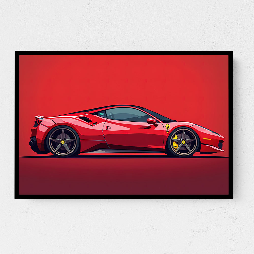 Ferrari 458 Sketch Red Wall Art