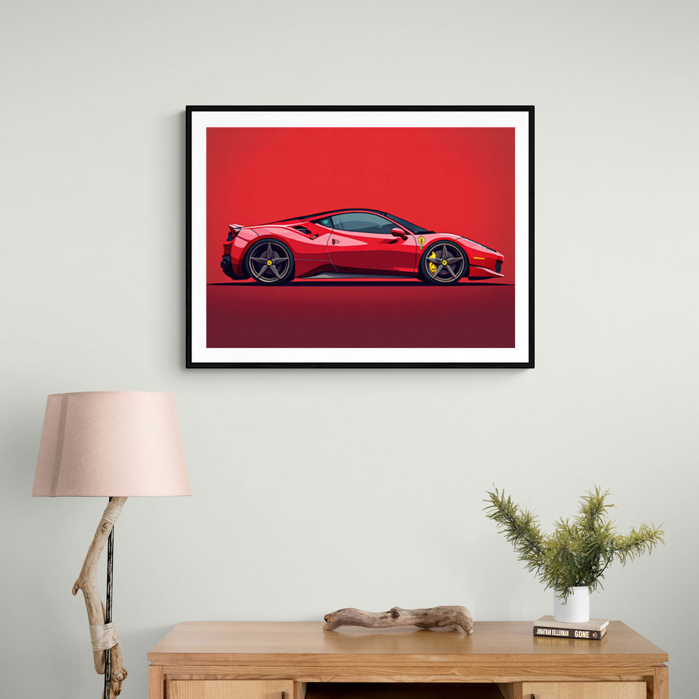 Ferrari 458 Sketch Red Wall Art