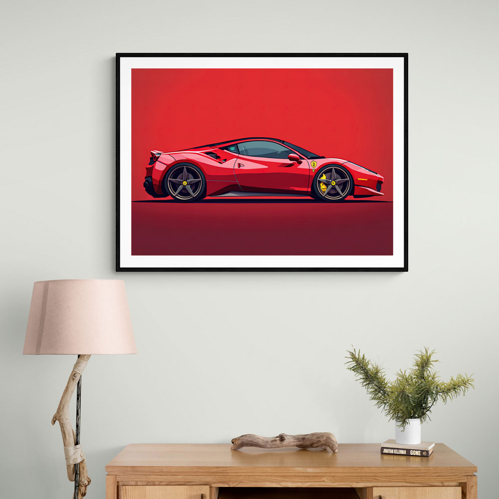 Ferrari 458 Sketch Red Wall Art