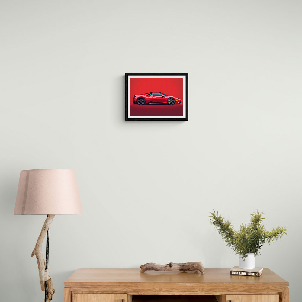 Ferrari 458 Sketch Red Wall Art