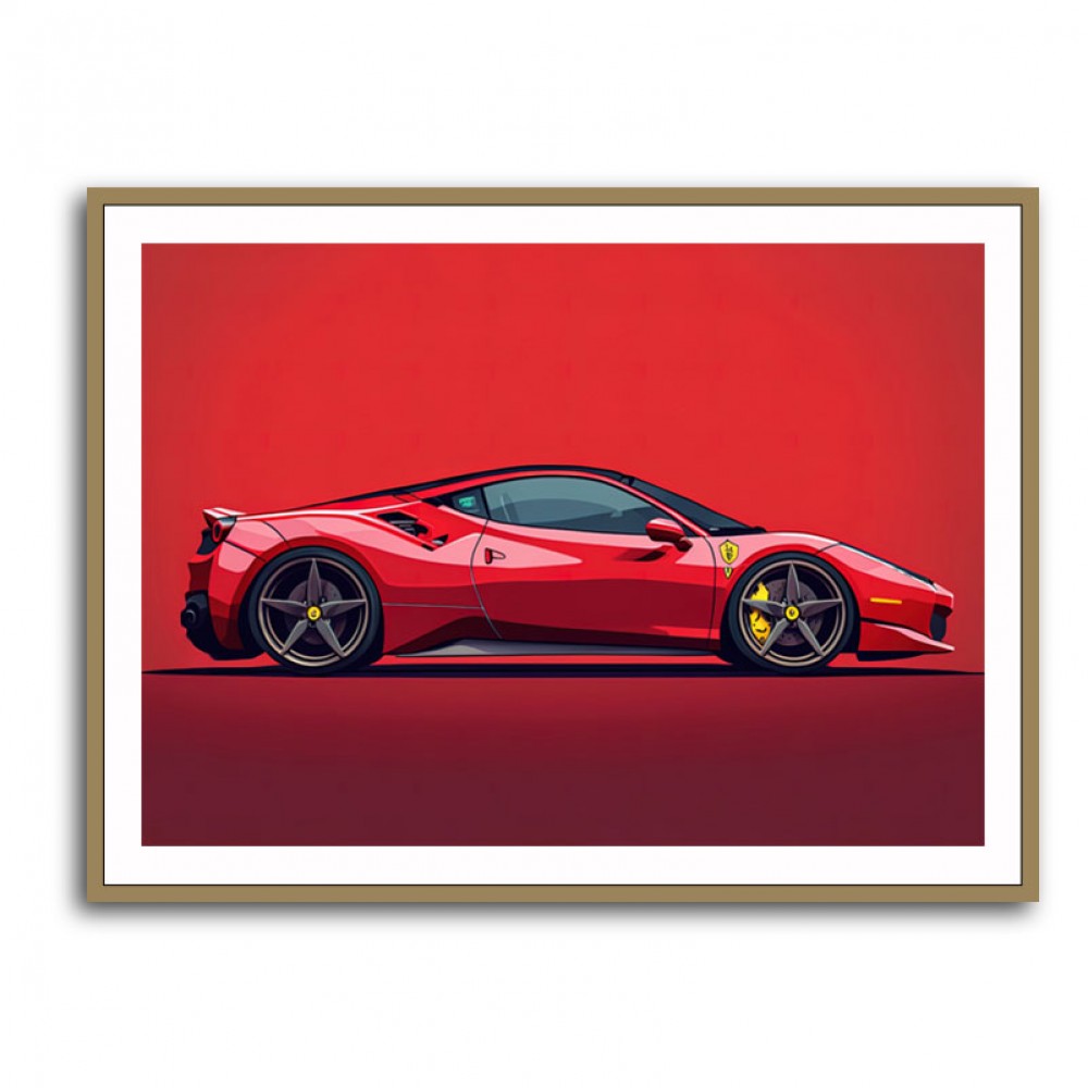 Ferrari 458 Sketch Red Wall Art