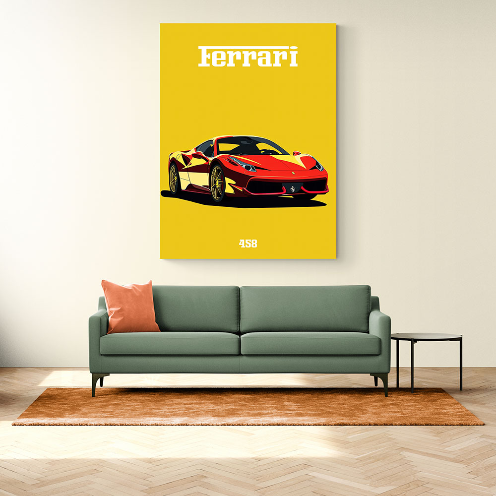 Ferrari 458 Red on Yellow Poster