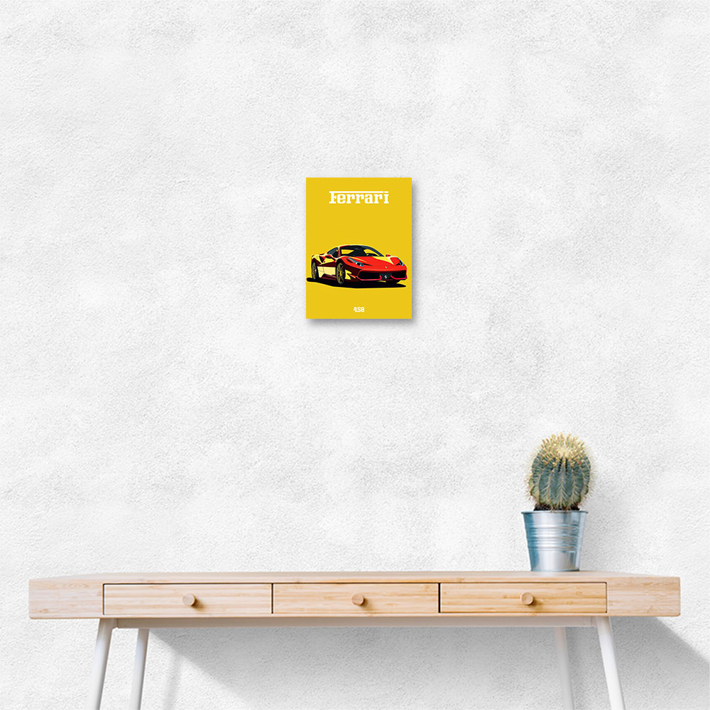 Ferrari 458 Red on Yellow Poster