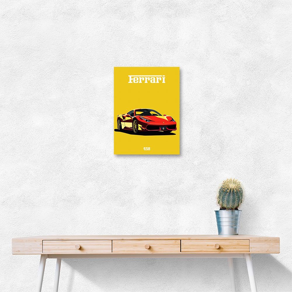 Ferrari 458 Red on Yellow Poster