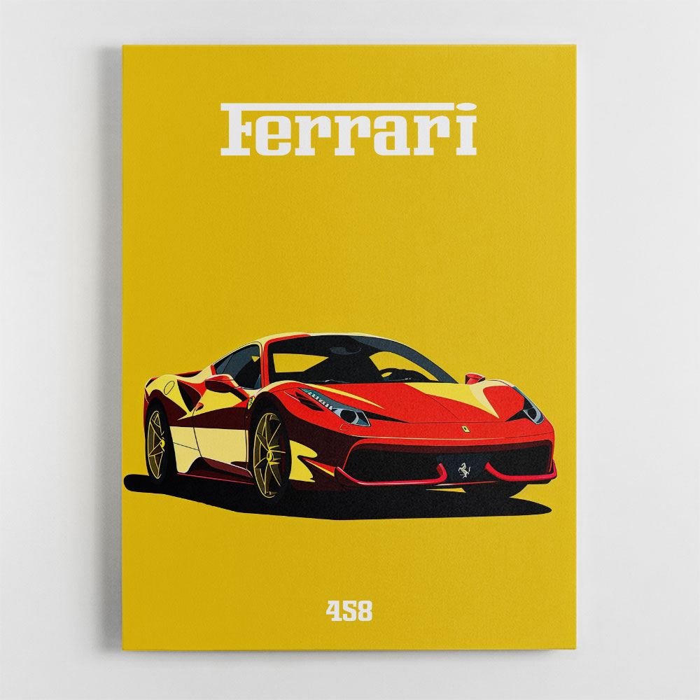 Ferrari 458 Red on Yellow Poster