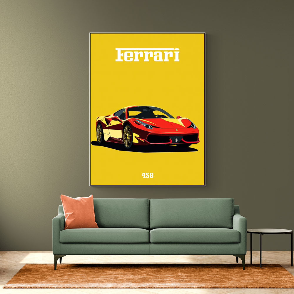 Ferrari 458 Red on Yellow Poster