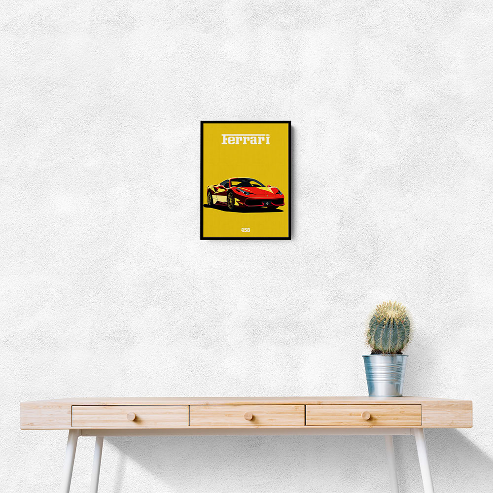 Ferrari 458 Red on Yellow Poster