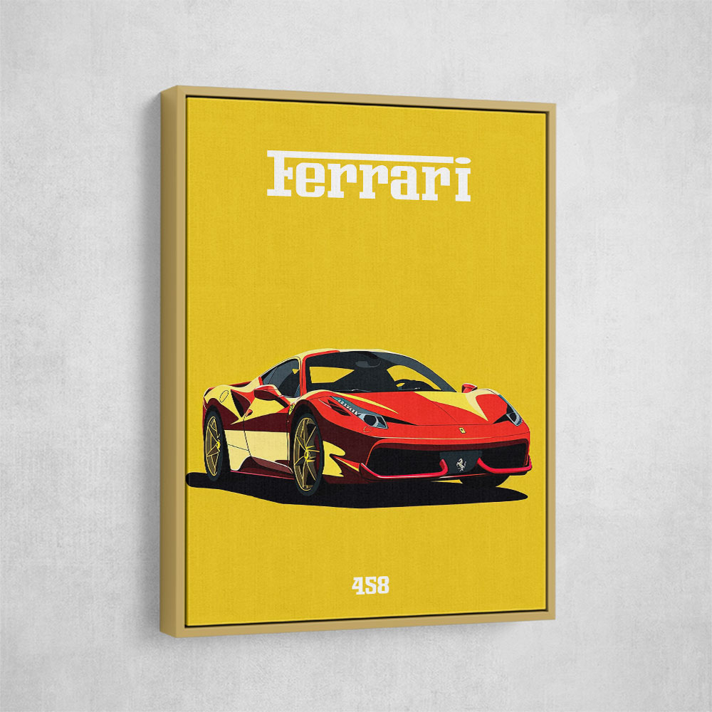 Ferrari 458 Red on Yellow Poster