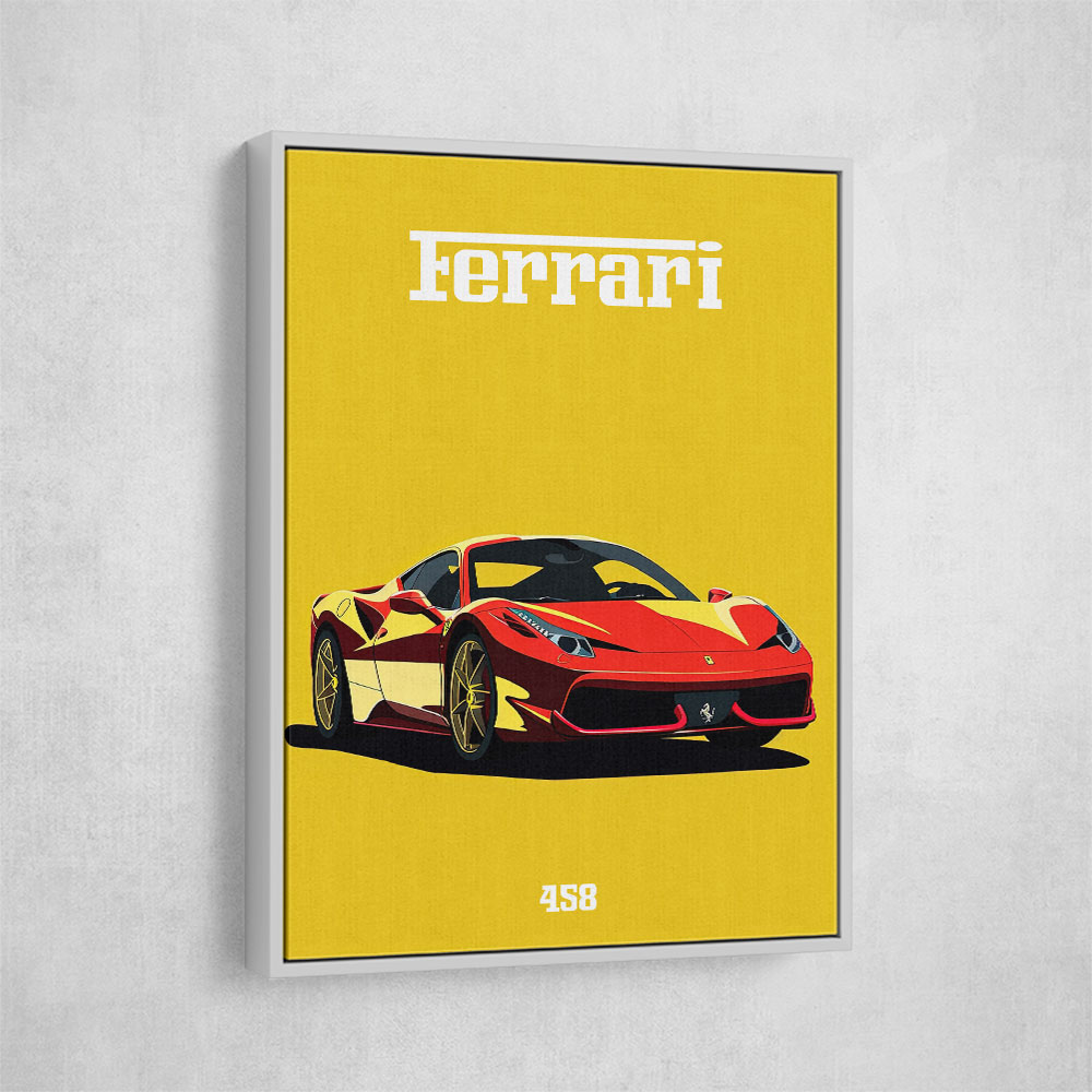 Ferrari 458 Red on Yellow Poster