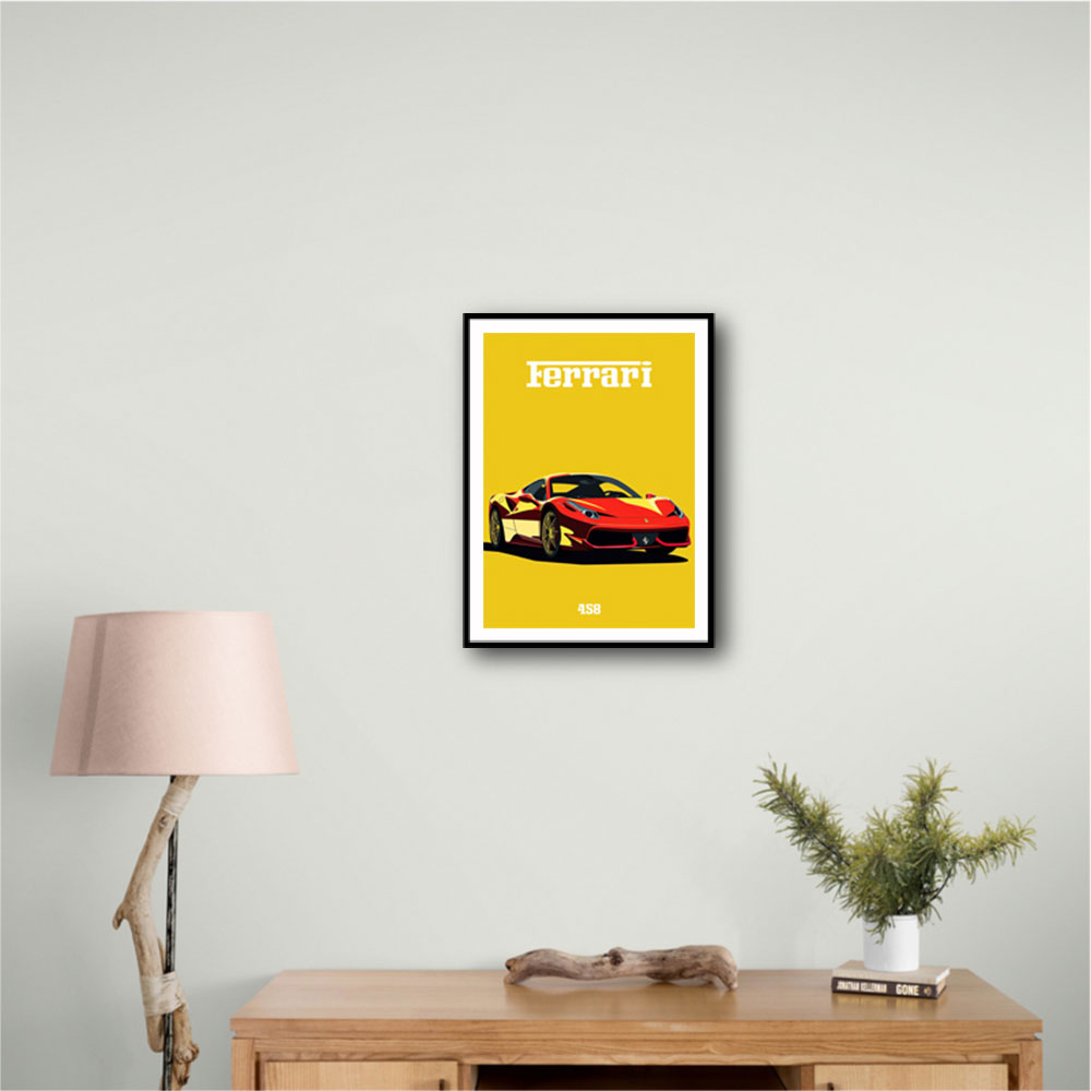 Ferrari 458 Red on Yellow Poster