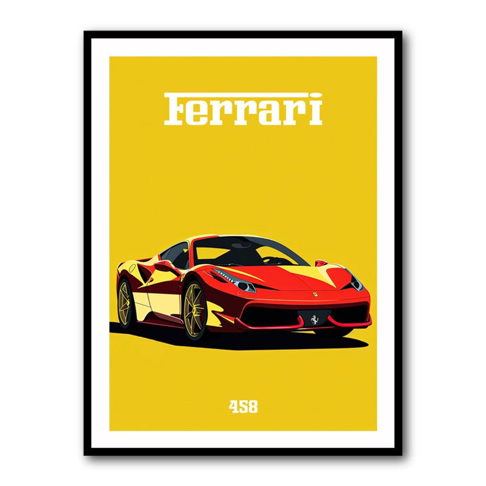 Ferrari 458 Red on Yellow Poster