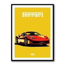 Ferrari 458 Red on Yellow Poster