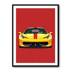 Ferrari 458 Yellow on Red Poster