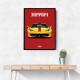 Ferrari 458 Yellow on Red Poster