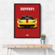 Ferrari 458 Yellow on Red Poster