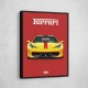 Ferrari 458 Yellow on Red Poster