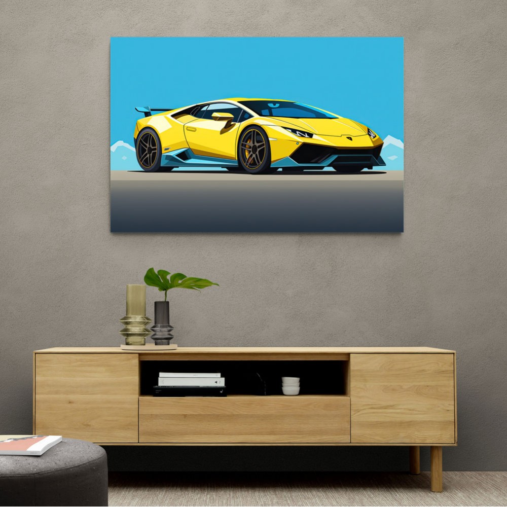 Lamborghini Huracan Yellow & Blue Wall Art