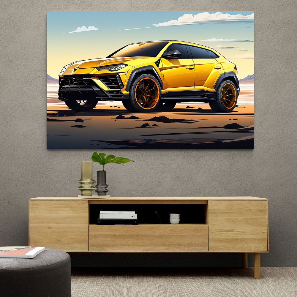 Lamborghini Urus Cartoon Style Wall Art