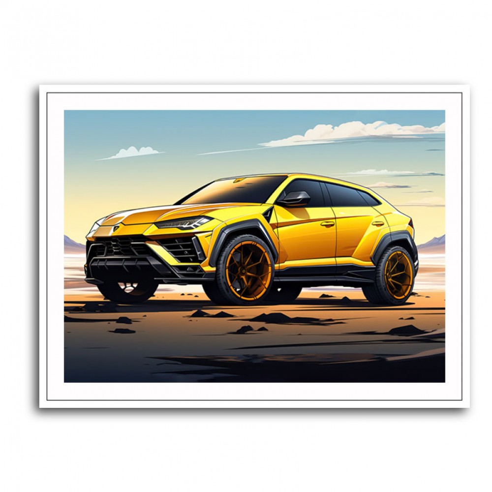 Lamborghini Urus Cartoon Style Wall Art