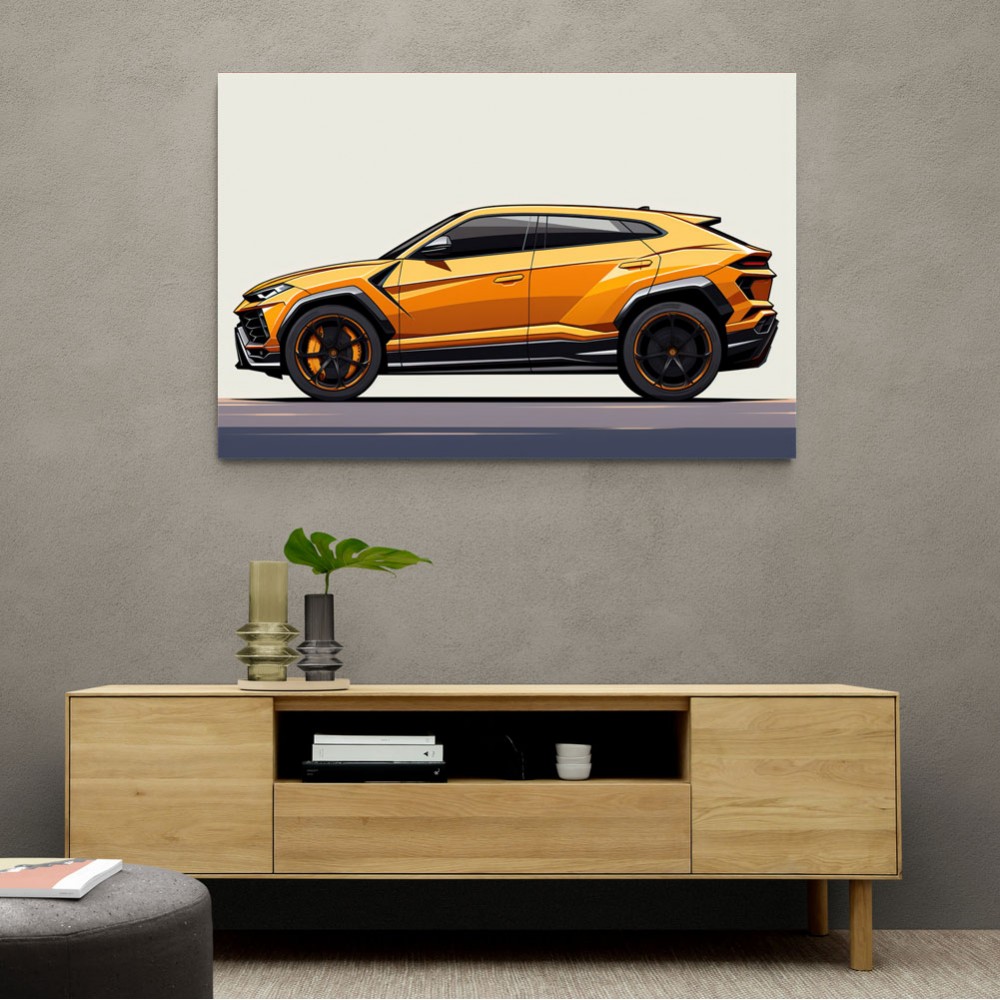 Lamborghini Urus Yellow Sketch Wall Art