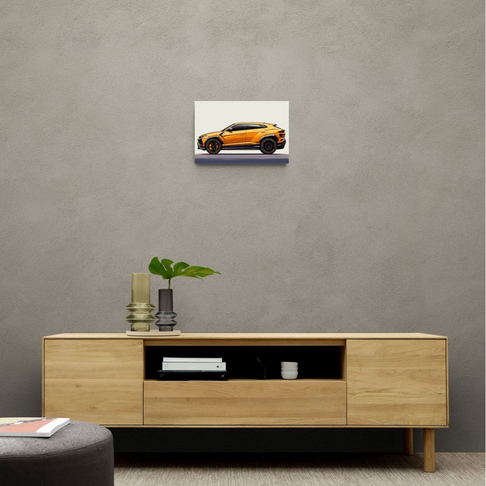 Lamborghini Urus Yellow Sketch Wall Art